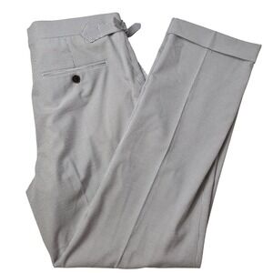 Jos. A. Bank Dress Pants Men 32x30 Gray Seersucker Pleated Side Adjuster Stretch